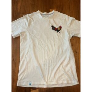 White Short Sleeve T-Shirt with Rooster Graphic